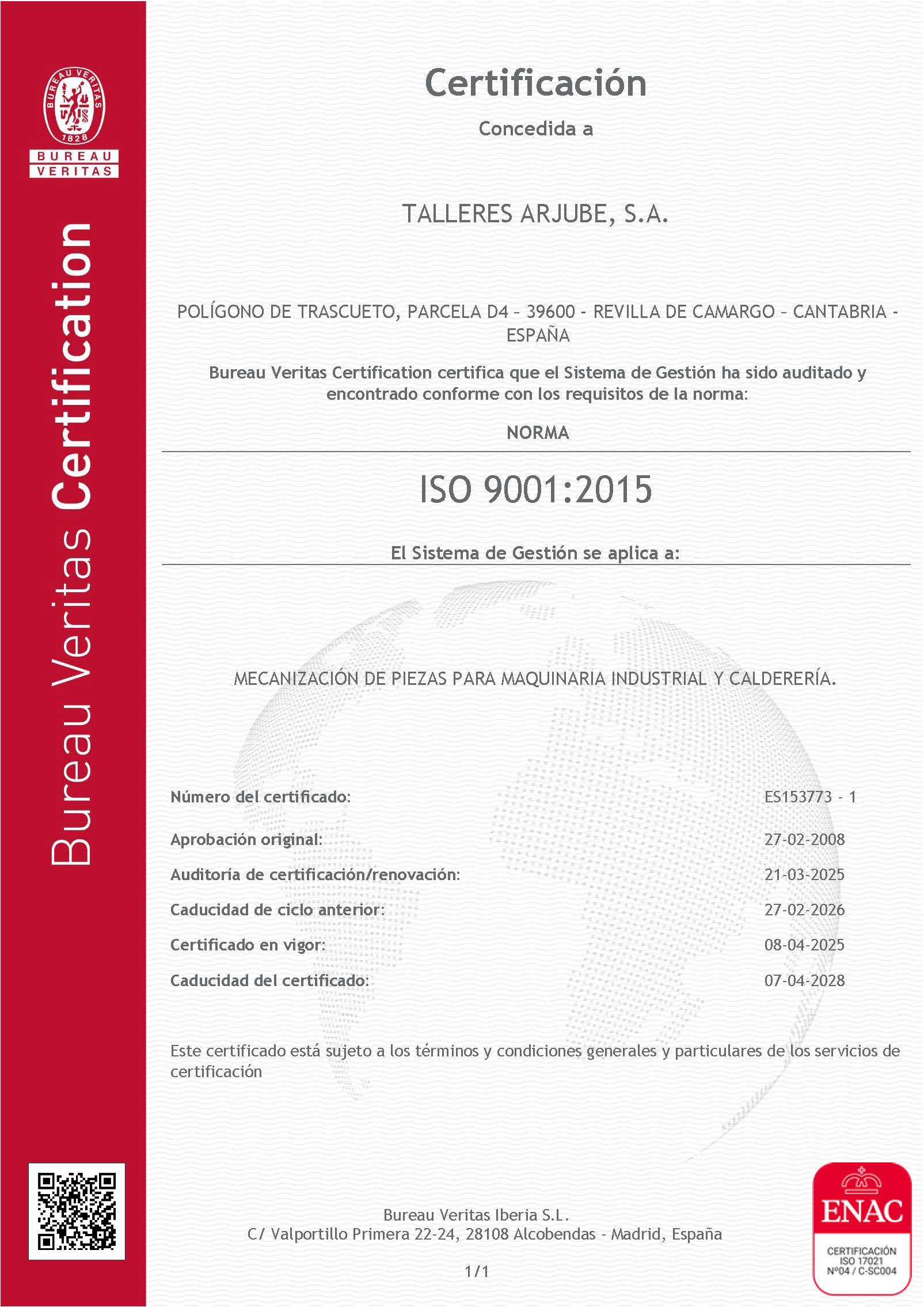 Certificado ISO 9001:2015